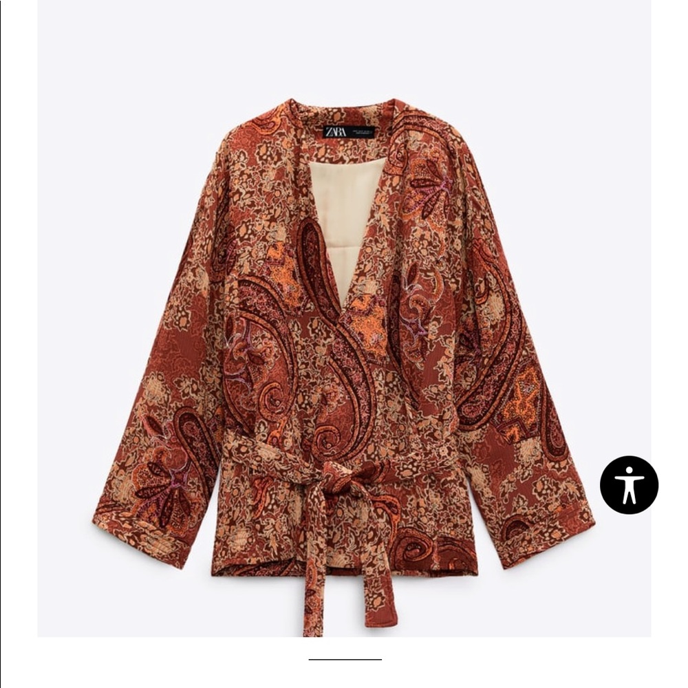 Moroccan Inspired Printed Puffer Jacket With Belt… - image 4